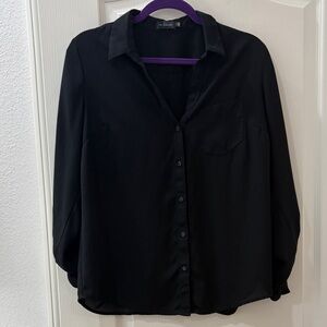 The Limited Black sheer button down top sz L